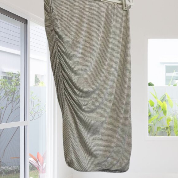 Splendid Winward Micro Stripe Skirt With Ruching Asymmetrical Hem - Picture 4 of 12